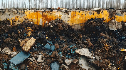 Obraz premium Contaminated soil depicted through bold textures emphasizing environmental impact