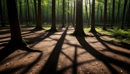 Green Forest Sun Sky Pine Bamboo Trees Jungle Canopy Background Summer Spring Autmn Camping Travel