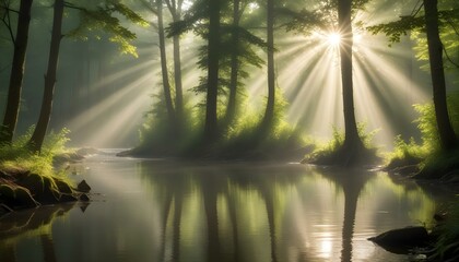 Green Forest Sun Sky Pine Bamboo Trees Jungle Canopy Background Summer Spring Autmn Camping Travel