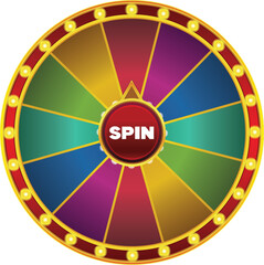 Fortune wheel vector illustration. Gambling game chances. Casino roulette 3d object background