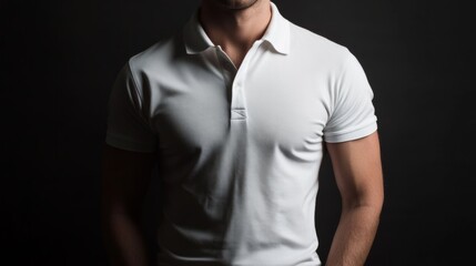 Man in polo on black.