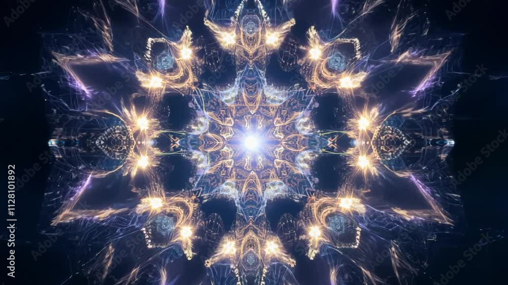 Poster tracking video follows a complex fractal pattern growth and evolution with dynamic lighting emphasiz