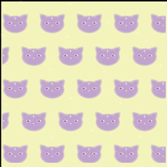 Seamless pattern with cute aesthetic cats