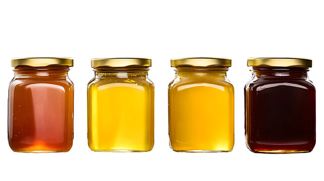 Collection of jars of different types of honey