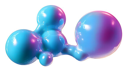 abstract 3d metaball gloopy spherical shapes, transparent background