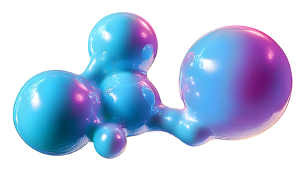 abstract 3d metaball gloopy spherical shapes, transparent background