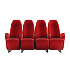 Fototapeta premium Four Red Seats on Transparent Background