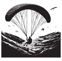 Paragliding Parachute silhouette vector illustration