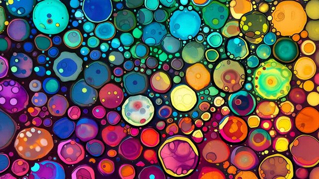 Colorful abstract pattern with overlapping circles in vibrant hues, modern art concept