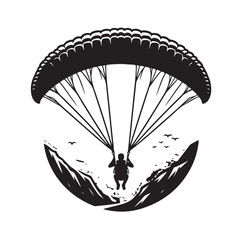 Paragliding Parachute silhouette vector illustration