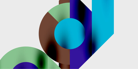 Obraz premium Modern abstract background featuring circles, lines, and triangles in a dynamic geometric composition. Perfect for stylish, tech, or creative-themed designs