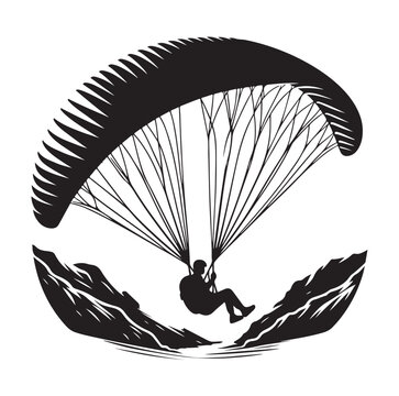 Paragliding Parachute silhouette vector illustration