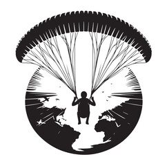 Paragliding Parachute silhouette vector illustration