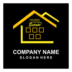 About Home Logo Monogram Yellow & Orange Color Line Graphic.eps