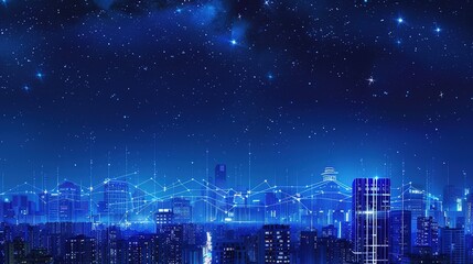 Fototapeta premium Blue technology sense starry night scenery