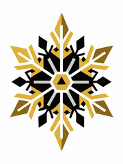 Gold Snowflake on a White and Black Background - Elegant Winter Design