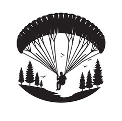 Paragliding Parachute silhouette vector illustration