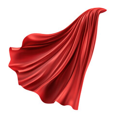 Red Cape Flowing in the Wind on Transparent Background