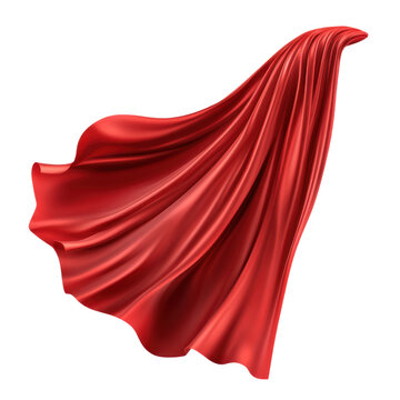 Red Cape Flowing in the Wind on Transparent Background