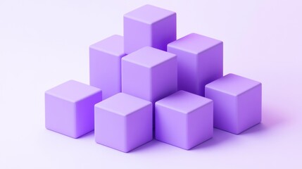 Obraz premium Lavender cubes arranged in a pyramid shape on a light purple background.