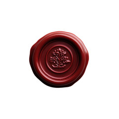Red Wax Seal with Tree Design on Transparent Background
