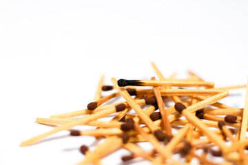 Wooden match sticks on isolated white background
