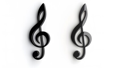Two black treble clefs on a white background.