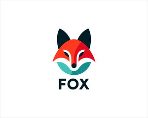 Fox logo design icon symbol vector illustration. Beautiful fox head logo. Colorful fox logo design vector template.
