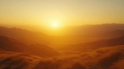 Fototapeta premium Breathtaking sunrise over dramatic desert dunes illuminating the natural beauty of the arid expansive landscape in all its golden seasonal splendor