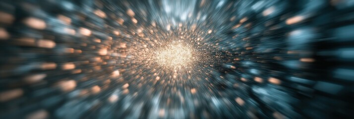 An abstract, high-energy image showing colorful light rays expanding outward, creating a mesmerizing visual effect that evokes a sense of motion and energy through vivid colors.