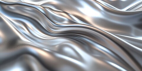 Liquid Silver Fabric Close-Up Hyper-Realistic Texture Flowing Abstract Background
