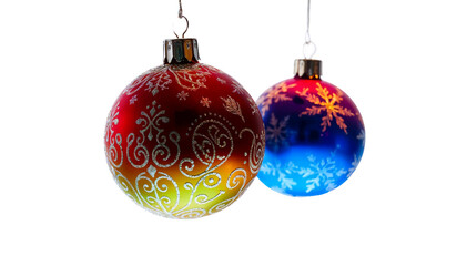 Christmas Balls Trio with Elegant Designs on Bright White Background