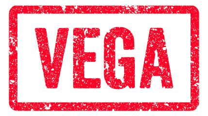 Vega Stamp Transparent Seal, Red Grunge Vega Word Rubber Stamp Seal