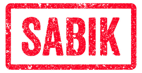 Sabik Stamp Transparent Seal, Red Grunge Sabik Word Rubber Stamp Seal