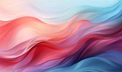 Fototapeta premium Digital Abstract Artwork with Fluid Waves of Pastel Colors in Dreamlike Landscape