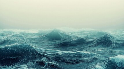 Rolling Waves Under a Misty Sky
