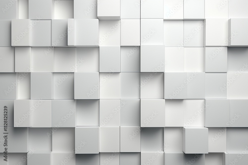 Aufkleber modern abstract 3d geometric pattern with white cubes in a minimalist monochromatic design