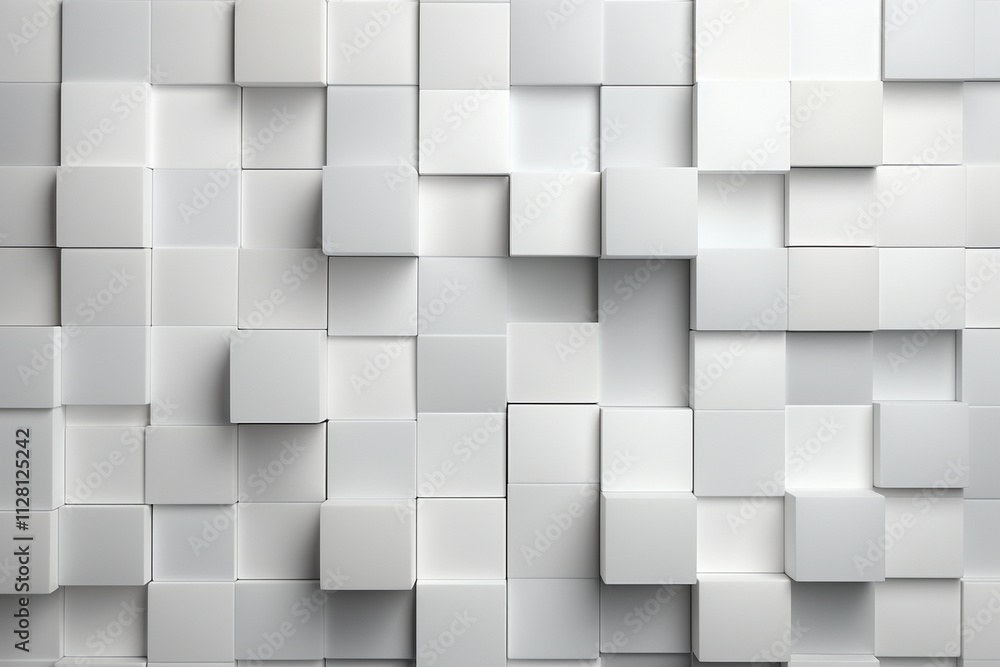 Aufkleber modern abstract 3d geometric pattern with white cubes in a minimalist monochromatic design