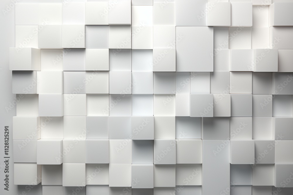 Aufkleber modern abstract 3d geometric pattern with white cubes in a minimalist monochromatic design