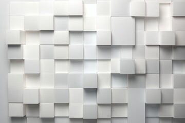 Modern Abstract 3D Geometric Pattern with White Cubes in a Minimalist Monochromatic Design
