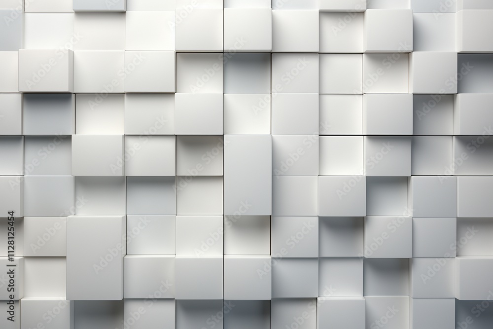 Poster modern abstract 3d geometric pattern with white cubes in a minimalist monochromatic design