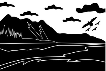 Mountains hand drawn elements...