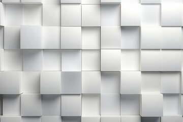 Modern Abstract 3D Geometric Pattern with White Cubes in a Minimalist Monochromatic Design