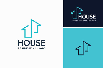 House Roof as Arrow for Residential Home Building Properties logo design