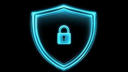 Glowing Shield Protecting Digital Data with a Lock