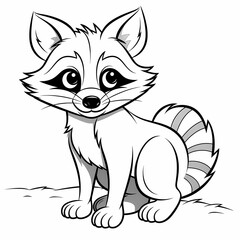 Raccoon coloring page for kids. Simple animal coloring page