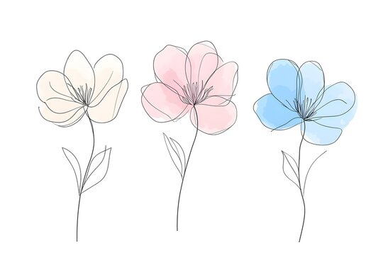 Flowers on a cream-colored background Set of different beautiful flowers on white background. Banner design. Generative AI
