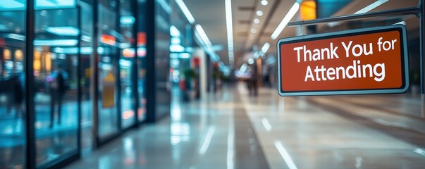 A sign thanking attendees in a modern indoor space, suggesting a recent event or gathering.