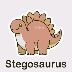 Stegosaurus Flat cute dino cartoon vector Illustration 4.eps