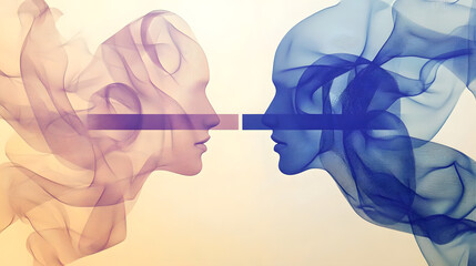 Nonviolent Communication Stock Illustration in Periwinkle and Beige